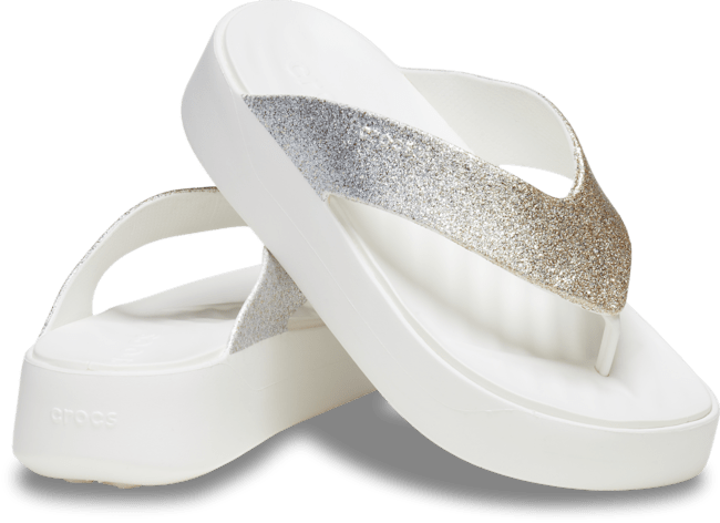 Getaway Chunky Glitter Platform Flip - White