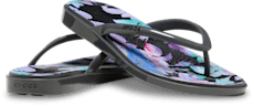Miami Round Toe Dark Floral Flip - Black Sand
