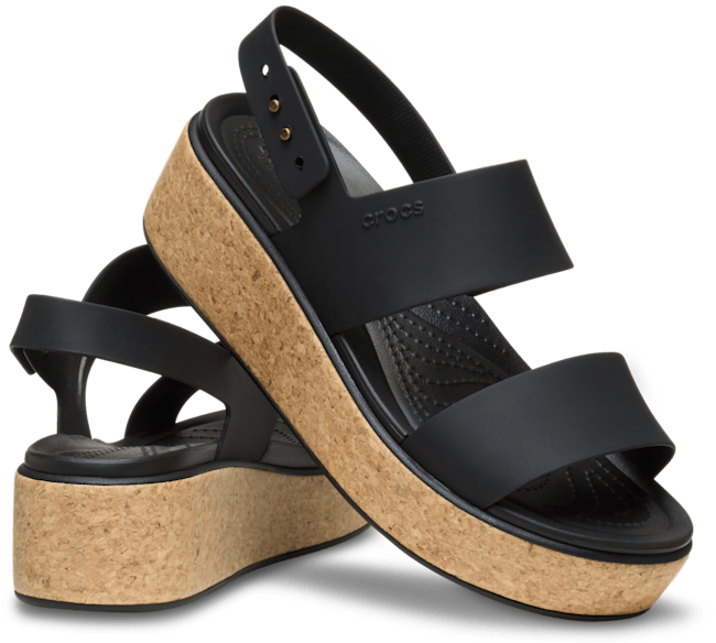 Brooklyn Cork Low Wedge - Black / Black