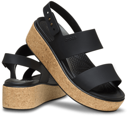 Brooklyn Cork Low Wedge - Black / Black