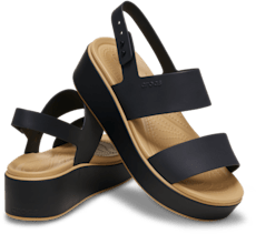 Brooklyn Matte Wrap Low Wedge - Black/Cashew