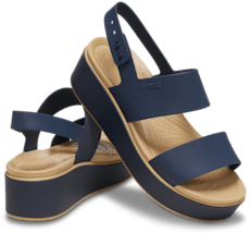Brooklyn Matte Wrap Low Wedge - Navy/Cashew