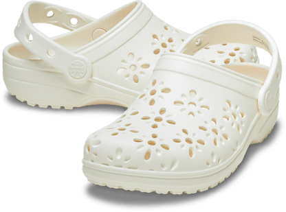 Classic Floral Cut-Out Clog - Chalk