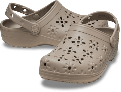Classic Floral Cut-Out Clog - Taupe