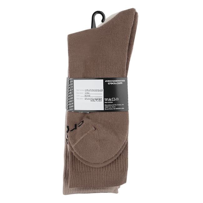 Crocs Socks Crew Texture Logo 3-Pack - Bone / Taupe