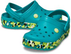 Kids' Crocband Glow Confetti Band Clog - Turbo Teal/Multi