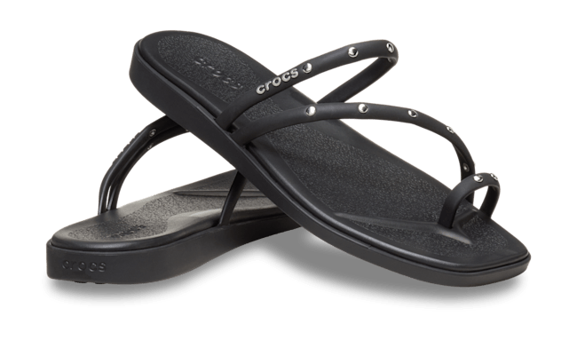 Miami Studded Toe Loop Sandal - Black