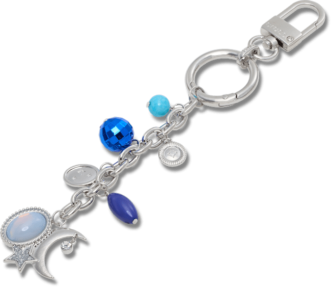 Moon and Stars Bag Charm - Silver/Multi