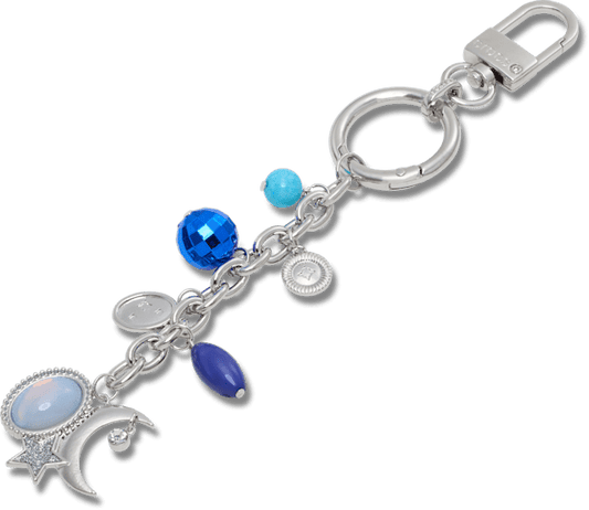 Moon and Stars Bag Charm - Silver/Multi