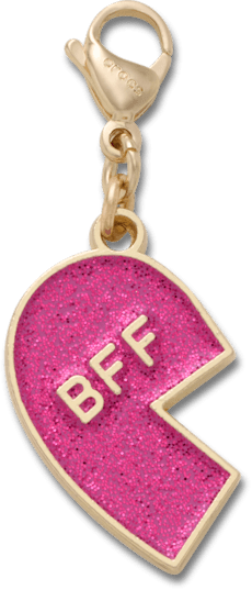 Pink Glitter BFF Charm Left