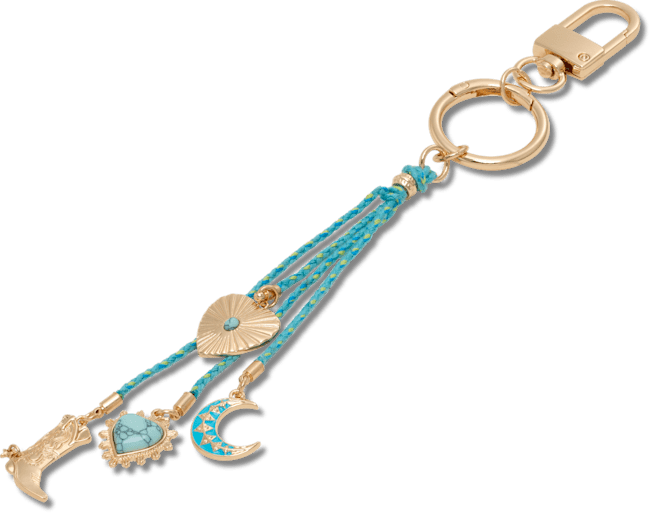 Western Boot Bag Charm - Silver / Turquoise